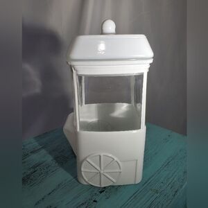 White Ceramic Candy/Brush/Tea/Flower Cart Display Jar